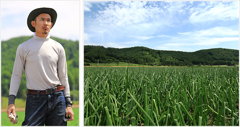 田淵さんとタマネギ畑