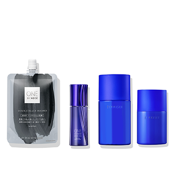写真：【雪肌精 クリアウェルネス】・ナチュラル ドリップ（125mL）・スムージング ミルク（90mL）【ONE BY KOSÉ】・ダブル ブラック ウォッシャー・セラム ヴェール（10mL）