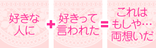 (　好きな人に　) ＋ (　好きって言われた　) ＝ (　これはもしや両想いだ　)