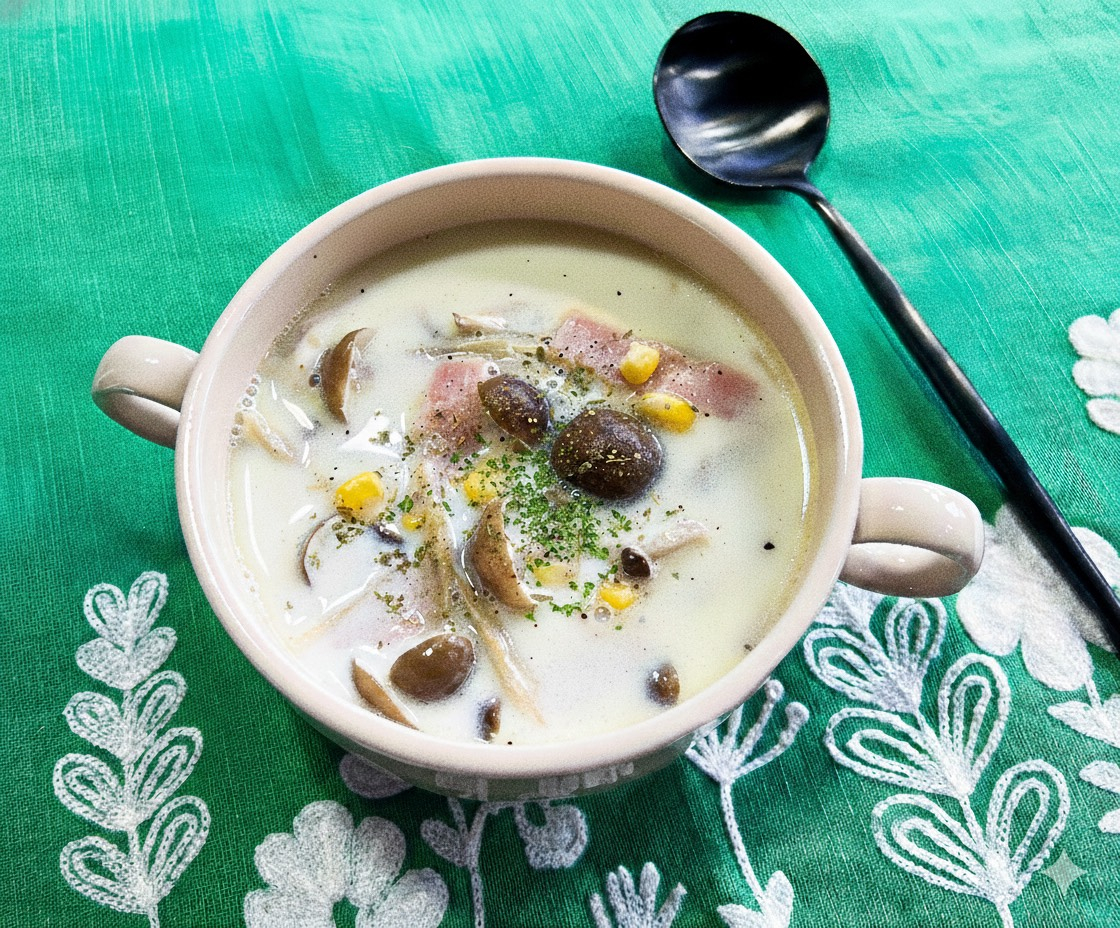 菌活で出来る“寒暖差疲労対策”におすすめのきのこレシピを紹介！『ぶなしめじとごぼうのミルクスープ』