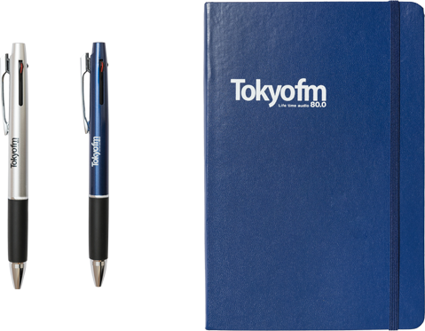 TOKYO FM ロゴ入り3色ボールペン ＆ A5サイズハードカバーノート