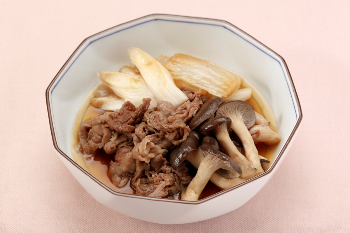 霜降りひらたけと牛肉のすき煮