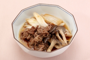 霜降りひらたけと牛肉のすき煮