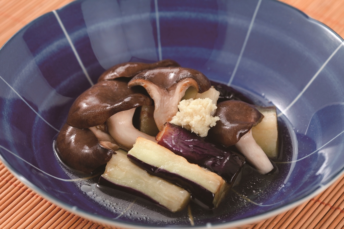 霜降りひらたけとなすの煮びたし