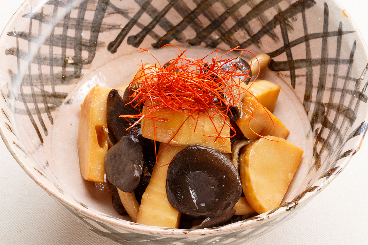 霜降りひらたけとたけのこの炒り煮