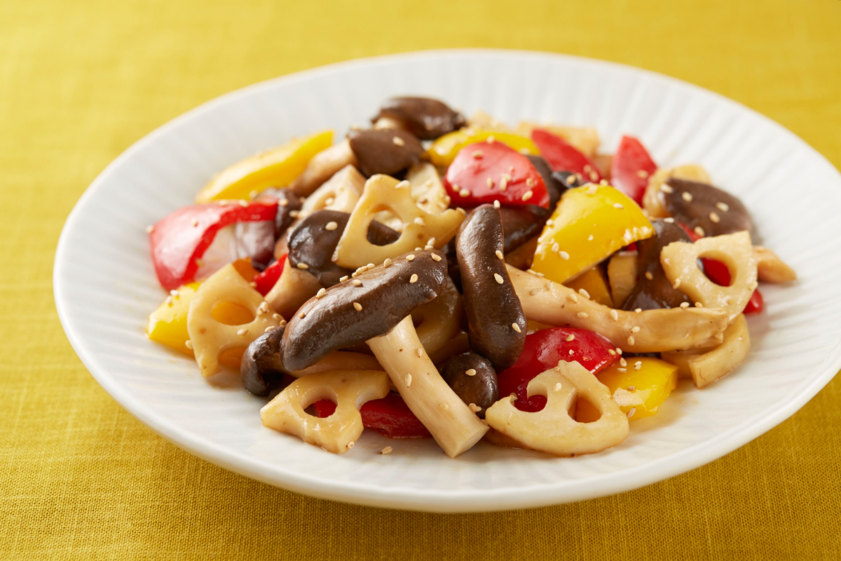 霜降りひらたけとれんこんの甘辛炒め