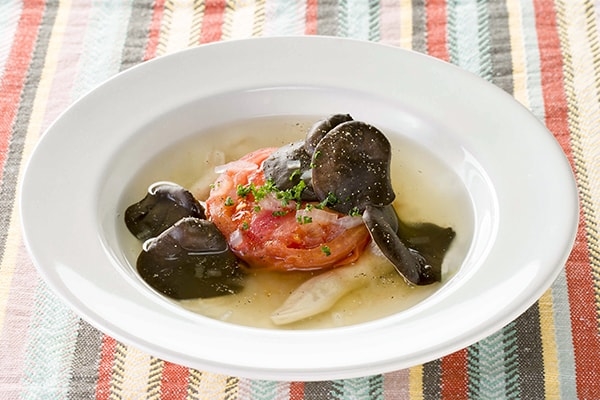 霜降りひらたけとトマトの贅沢スープ