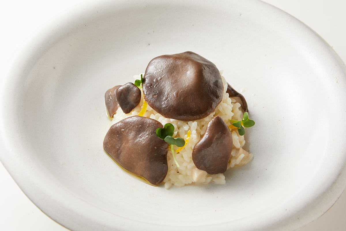 霜降りひらたけとパルメザンのリゾット